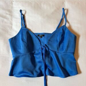Dynamite Women's Blue Satin Tie Front Cami Top Standard Size S